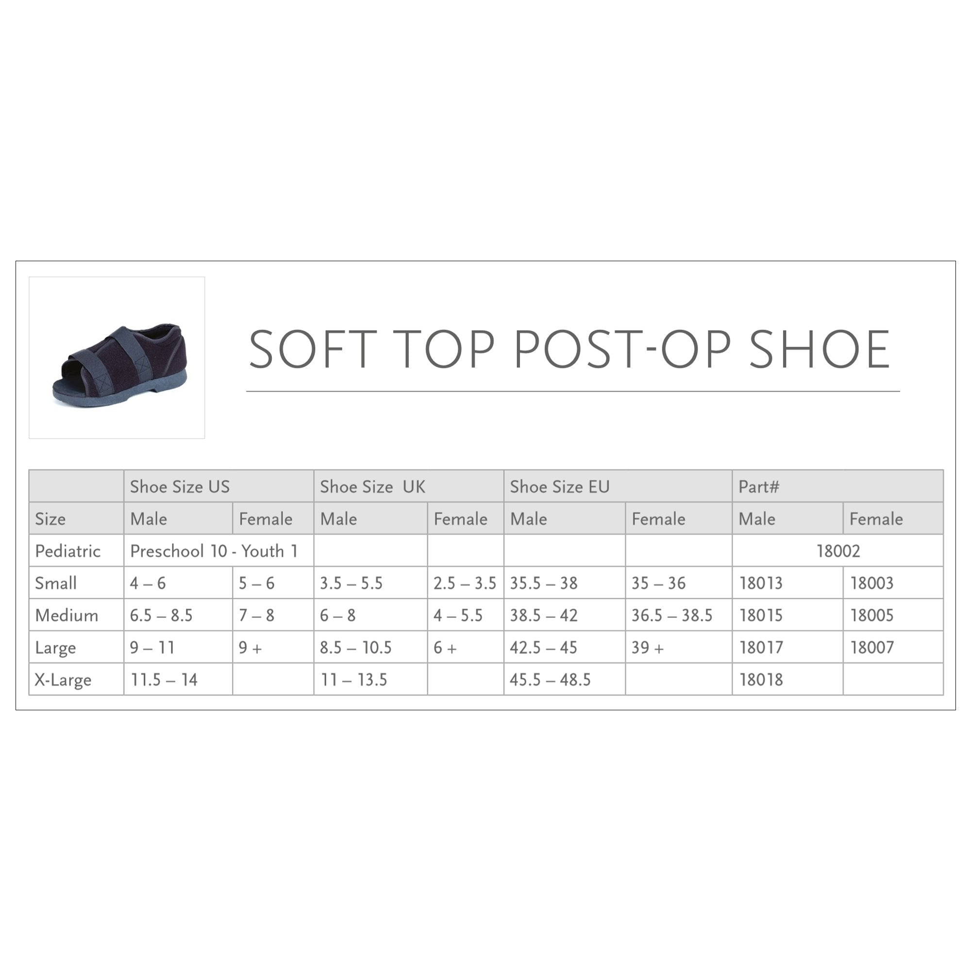 Össur® Soft Top Post-Op Shoe, Male, Medium 18015