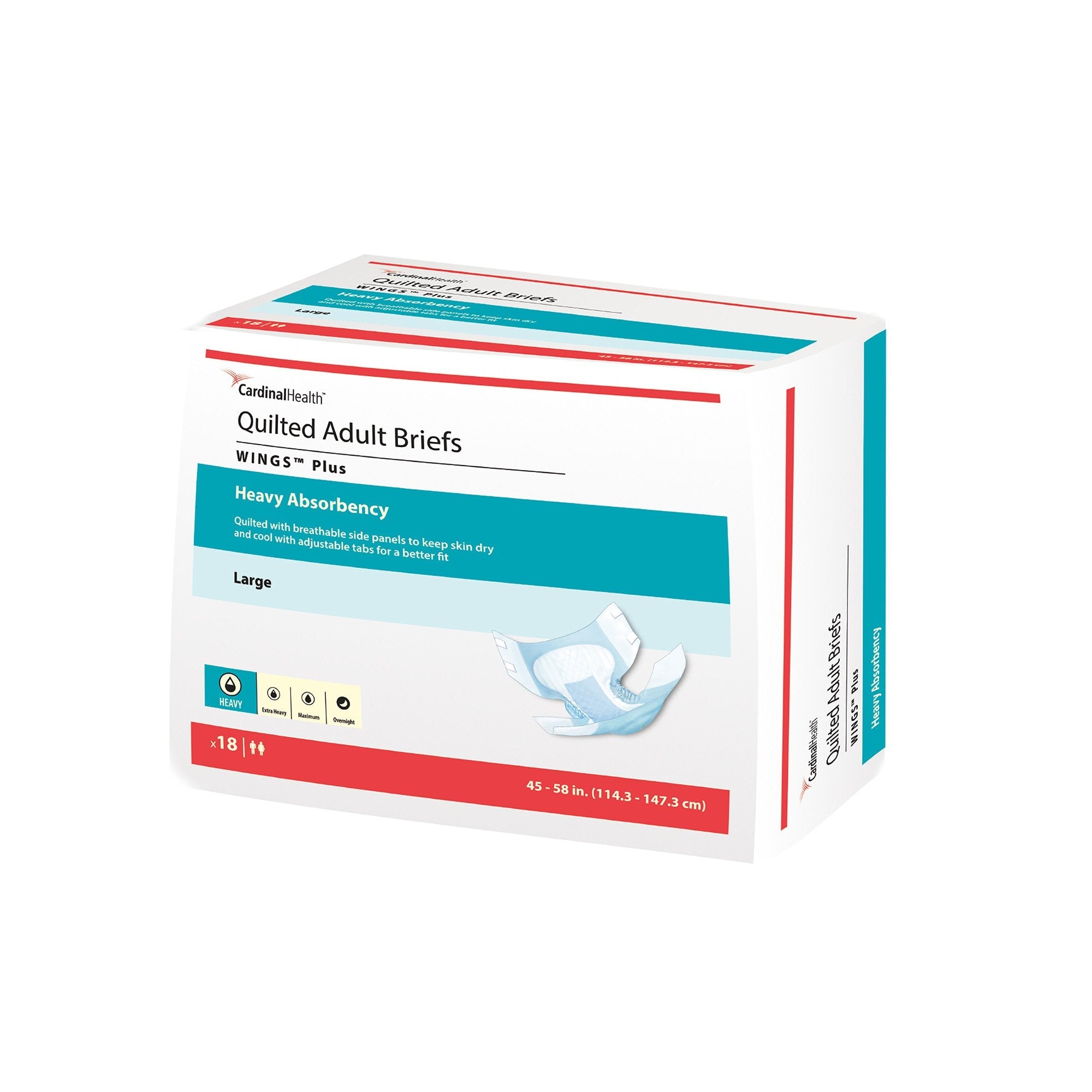 Wings™ Plus Quilted Heavy Absorbency Incontinence Brief, Medium 66033