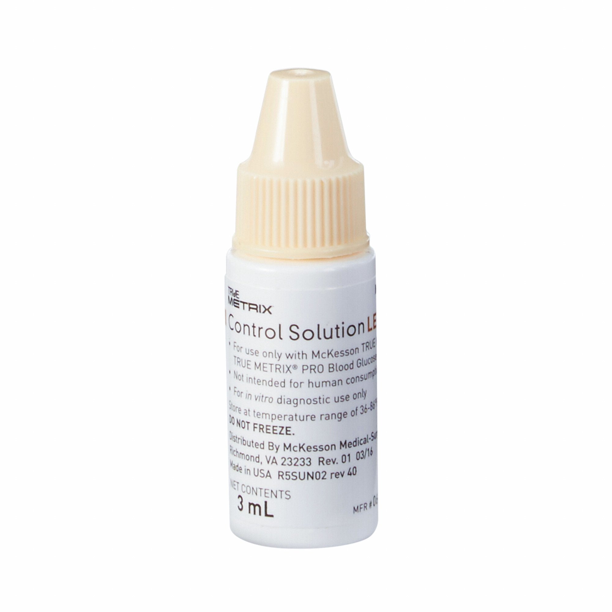 McKesson True Metrix Blood Glucose Testing, Control Solution, 3 mL, Level 2 06-R5051-2