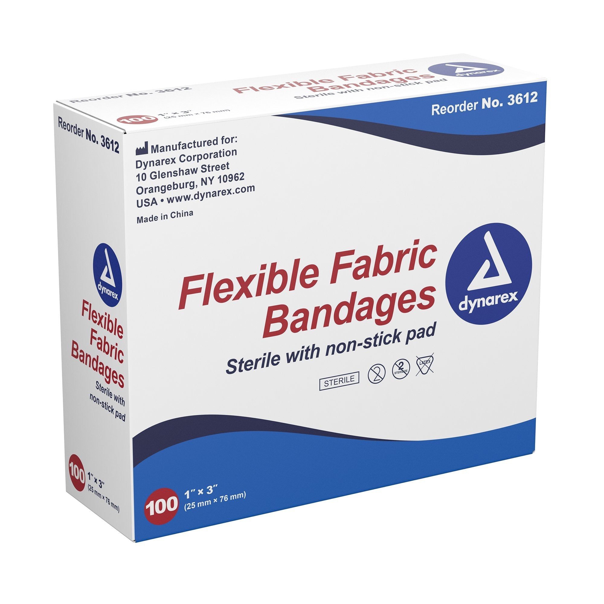 dynarex® Tan Adhesive Fabric Bandage, 1 x 3 Inch 3612