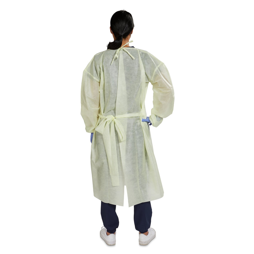 McKesson AAMI Level 2 Isolation Gown, Tie Neck Style, One Size Fits Most, Yellow 16-L2NWT6Y-OSFM