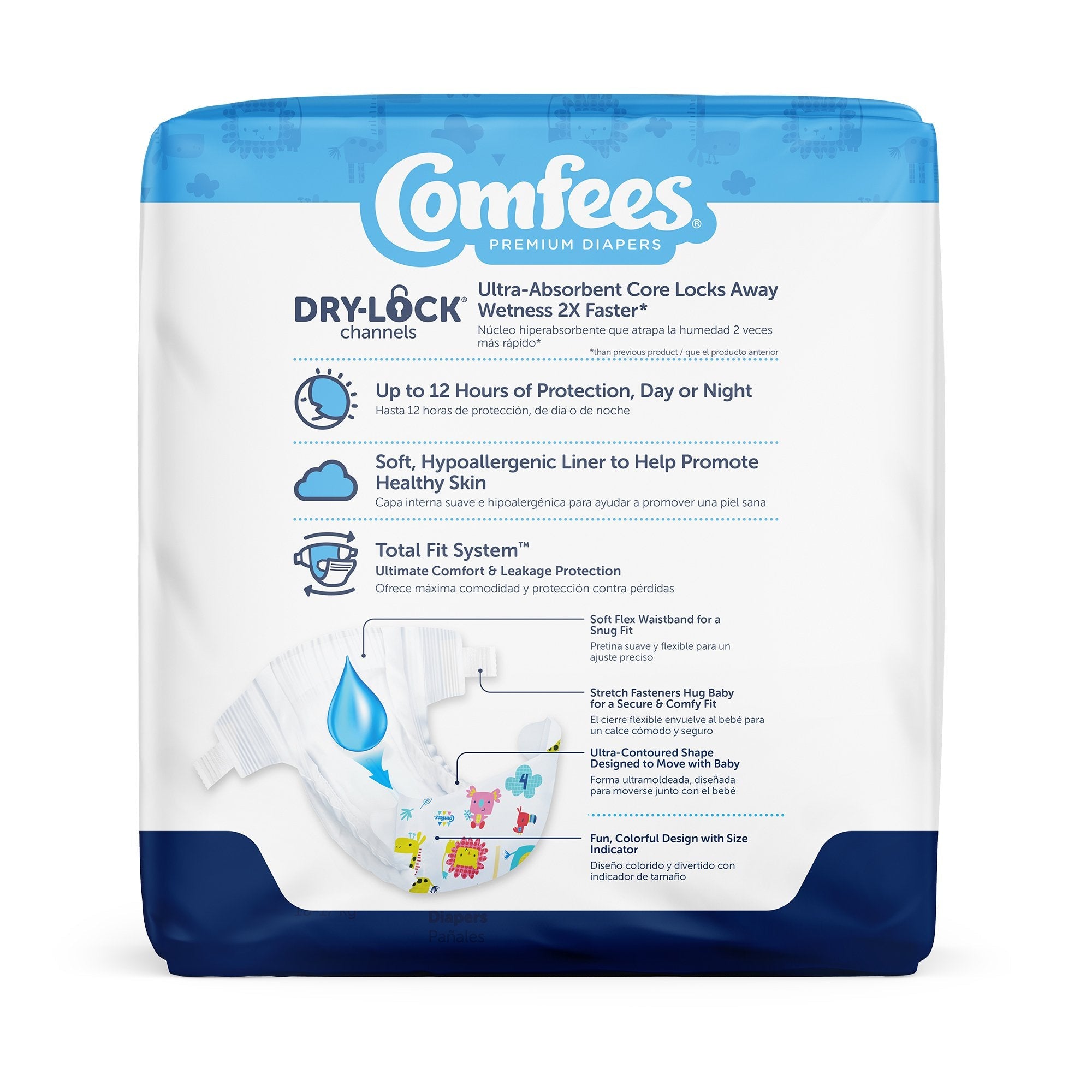 Attends Comfees Premium Baby Diapers, Tab Closure, Kid Design, Size 4 41540