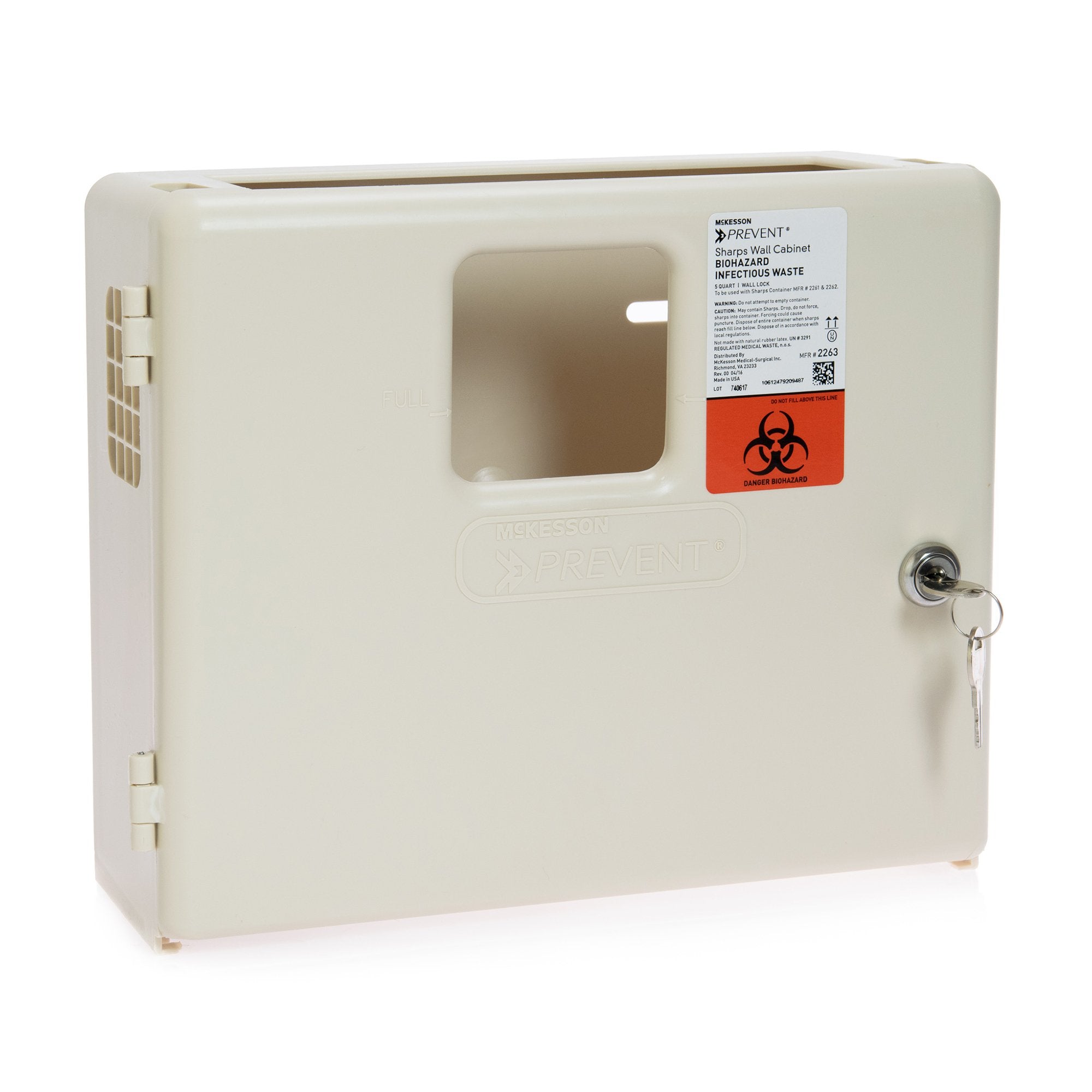 McKesson Prevent® Sharps Collector Wall Cabinet, 12¼ x 4¾ x 10 Inch 2263