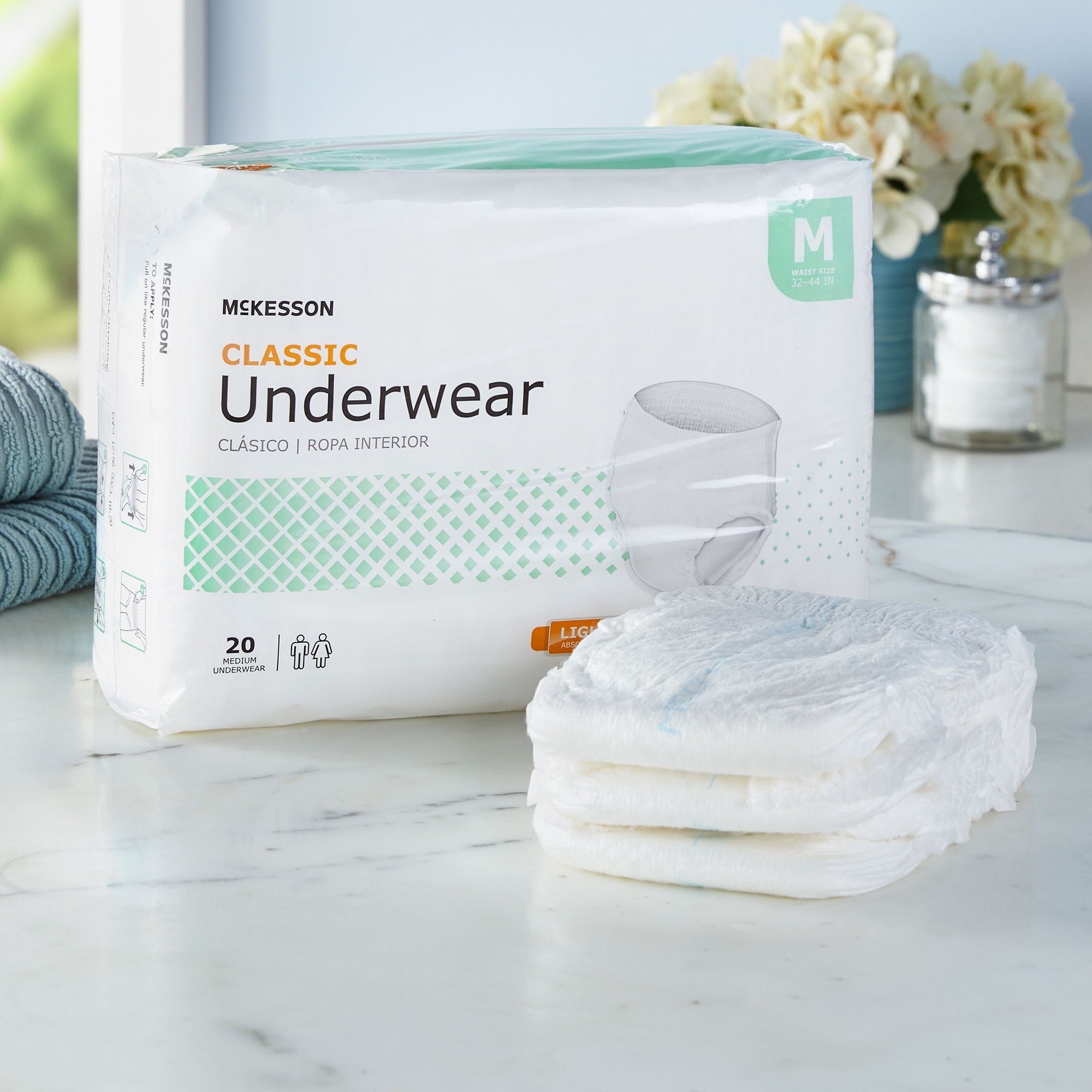McKesson Classic Light Absorbency Incontinence Underwear, Medium UWEMD