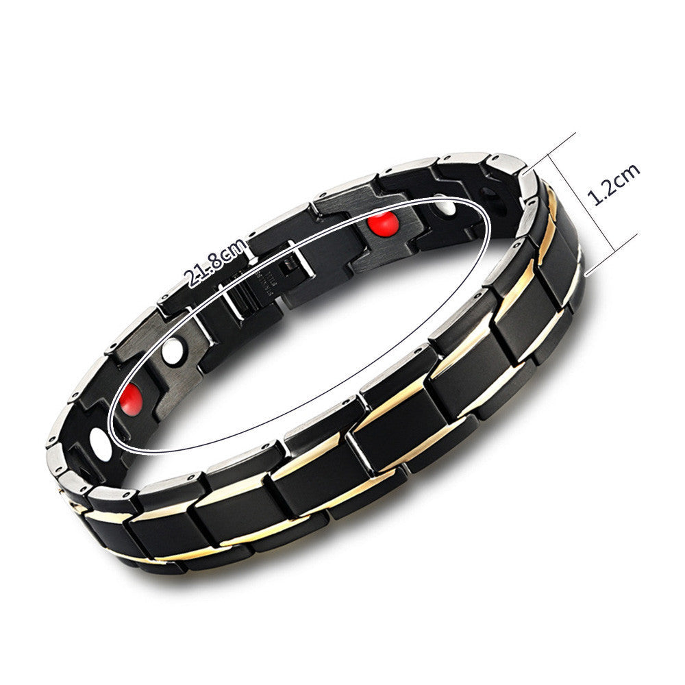 Men's Luxury Gold Plated SS Magnetic Energy Bracelet Bangle