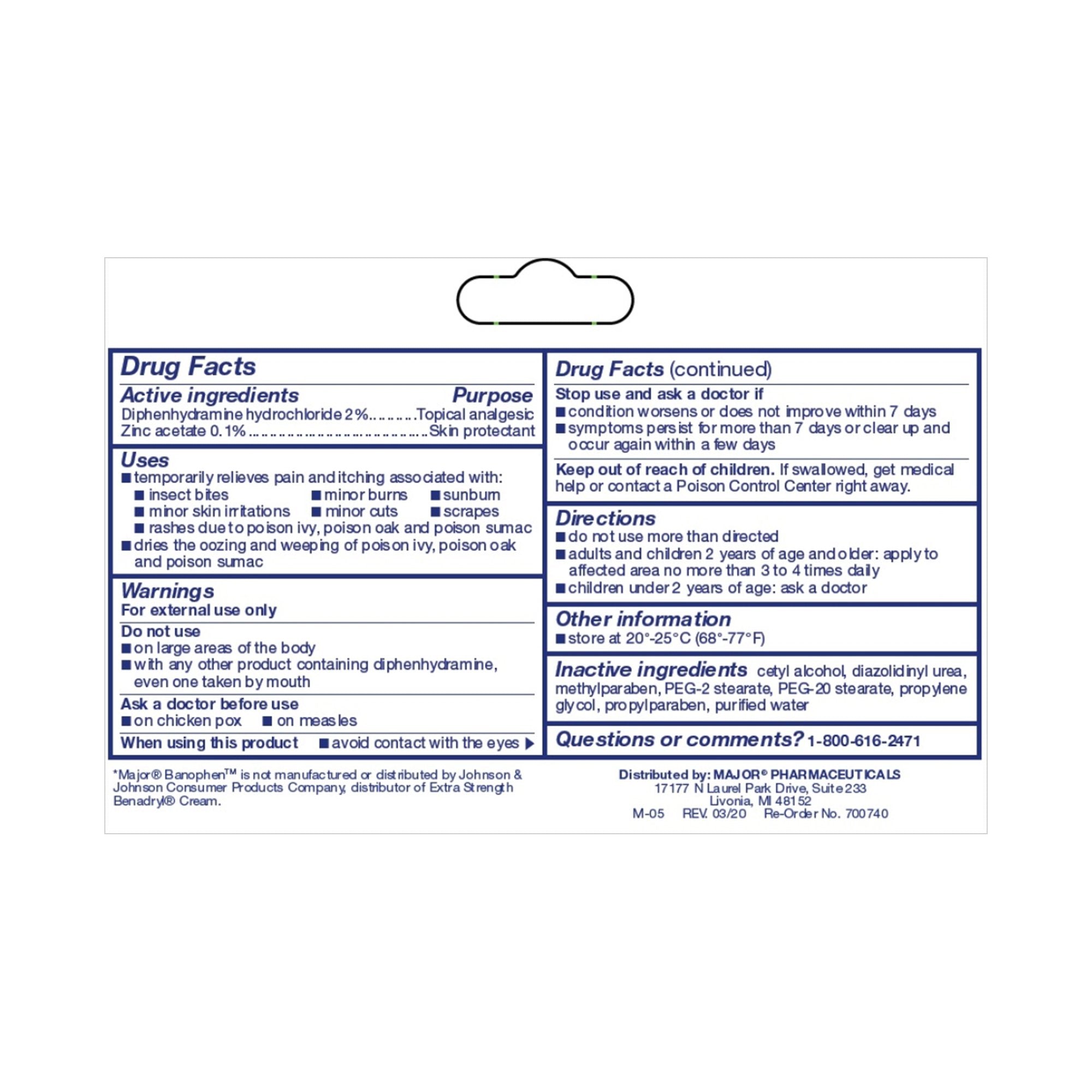 Banophen™ Diphenhydramine HCl / Zinc Acetate Itch Relief, 1 ounce tube 00904535431