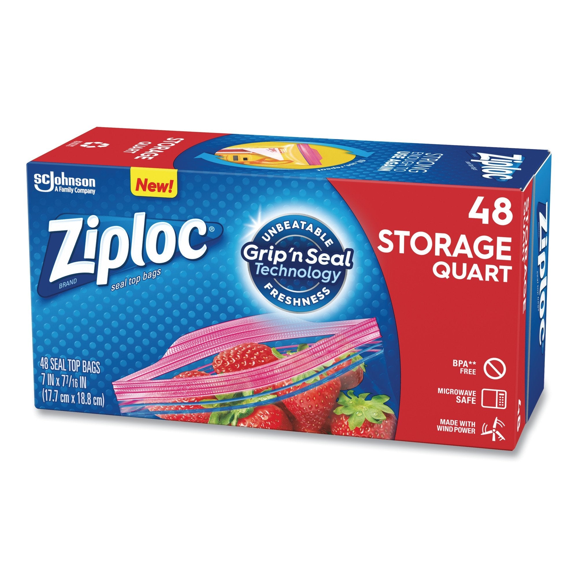 Reclosable Bag Ziploc® 7 X 7-7/16 Inch Plastic Clear / White Block Zipper Closure SJN314469BX