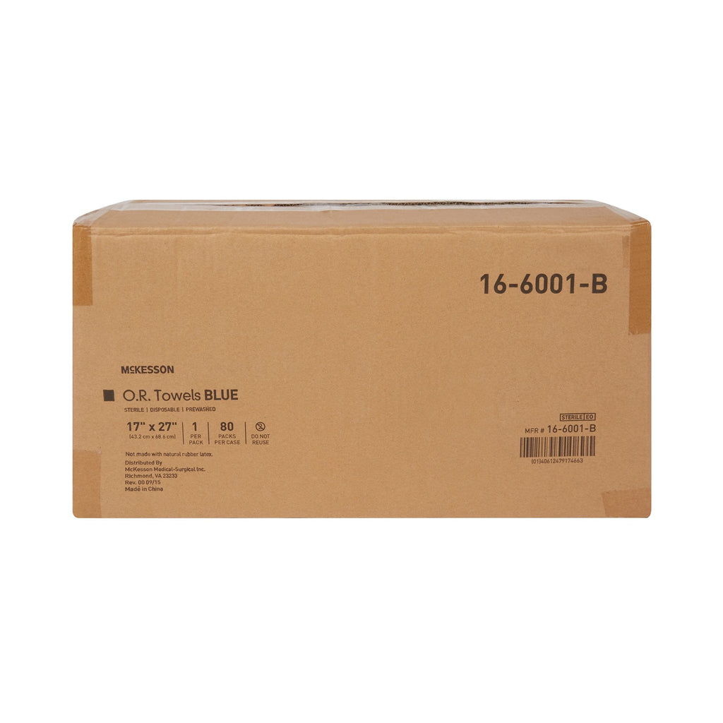 McKesson Sterile Blue O.R. Towel, 17 x 27 Inch 16-6001-B