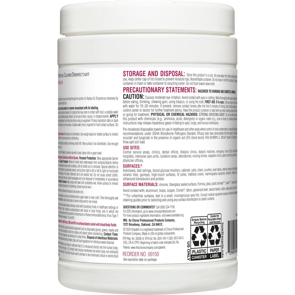 Dispatch® Surface Disinfectant Cleaner with Bleach, Canister 69150