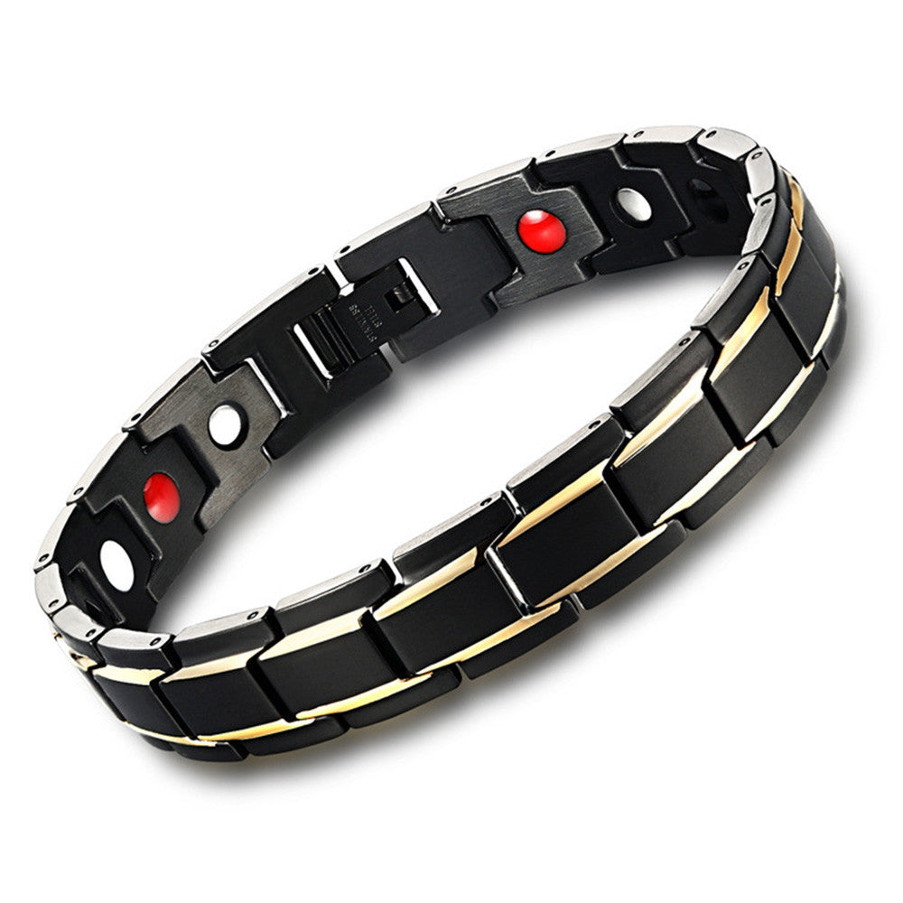 Men's Luxury Gold Plated SS Magnetic Energy Bracelet Bangle
