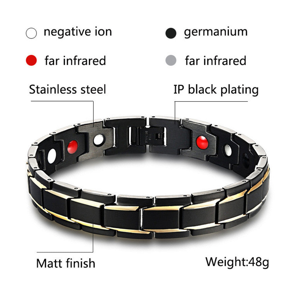 Men's Luxury Gold Plated SS Magnetic Energy Bracelet Bangle